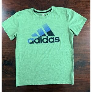 Adidas Boys XL (18/20) Green with Navy/Black Print Polyester T-Shirt